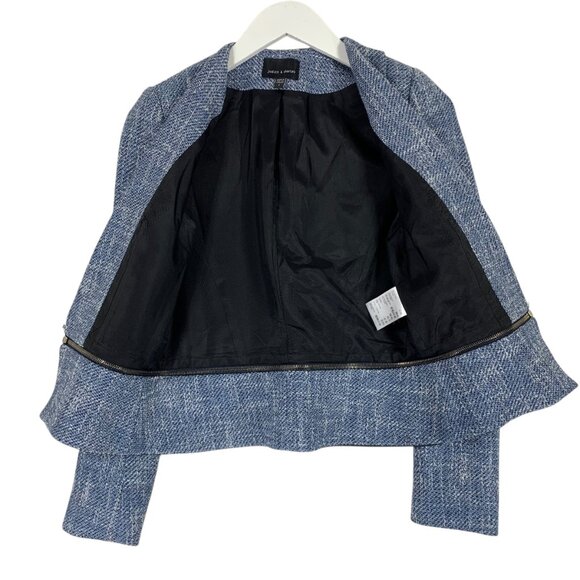 Judith & Charles Cropped tweed Blazer removable  leather  hem Women's Size 2 - Picture 4 of 13